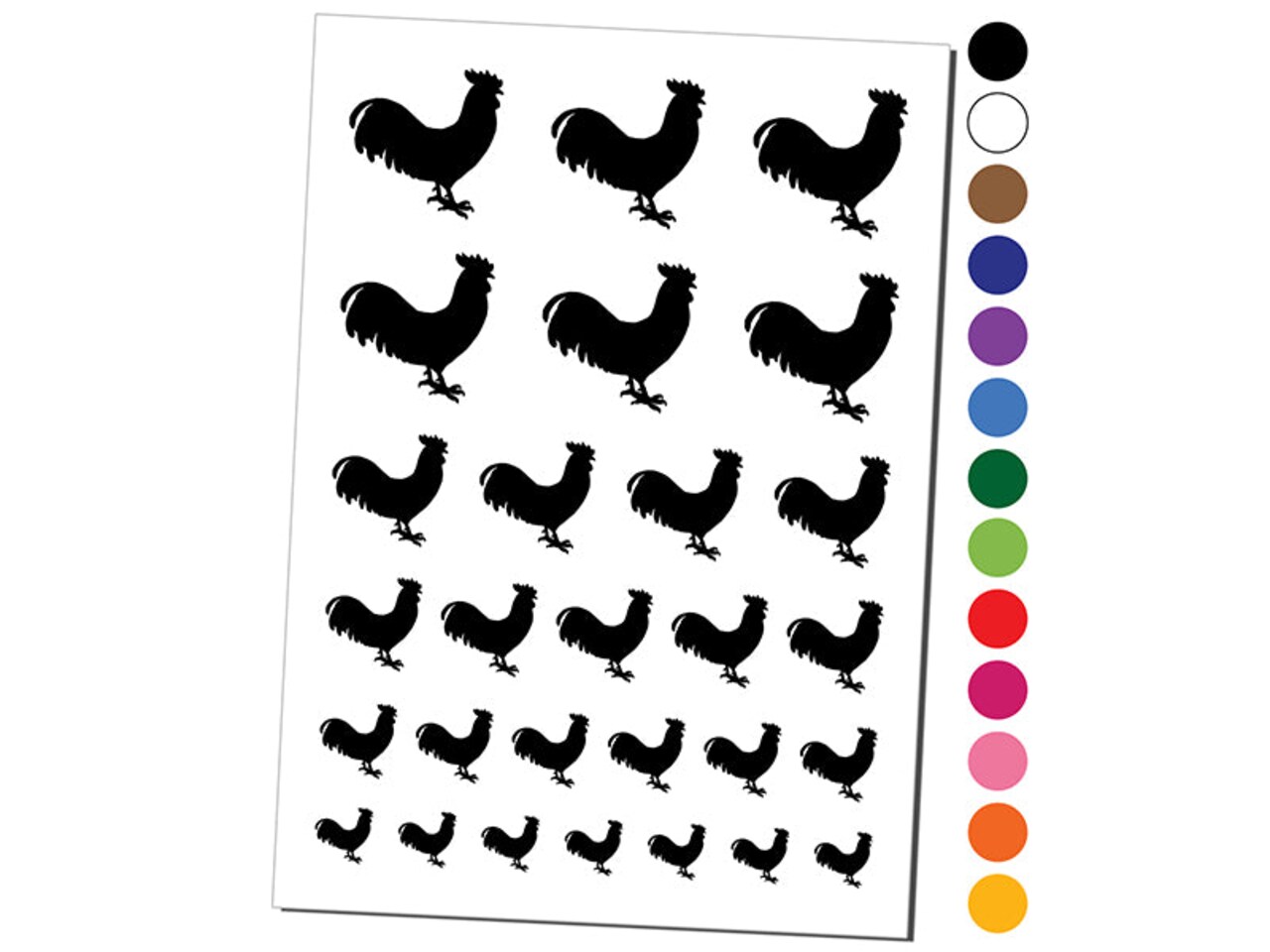 Rooster Chicken Standing Solid Temporary Tattoo Water Resistant Fake Body Art Set Collection